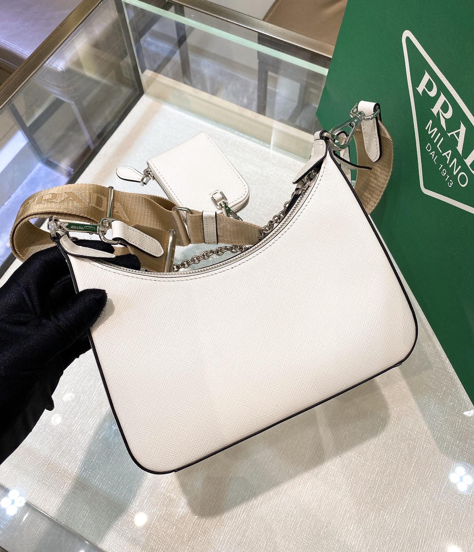 Prada Re-Edition 2005 Re-Nylon Mini Bag White For Women, Women's Bags 8.6in/22cm - Image 5