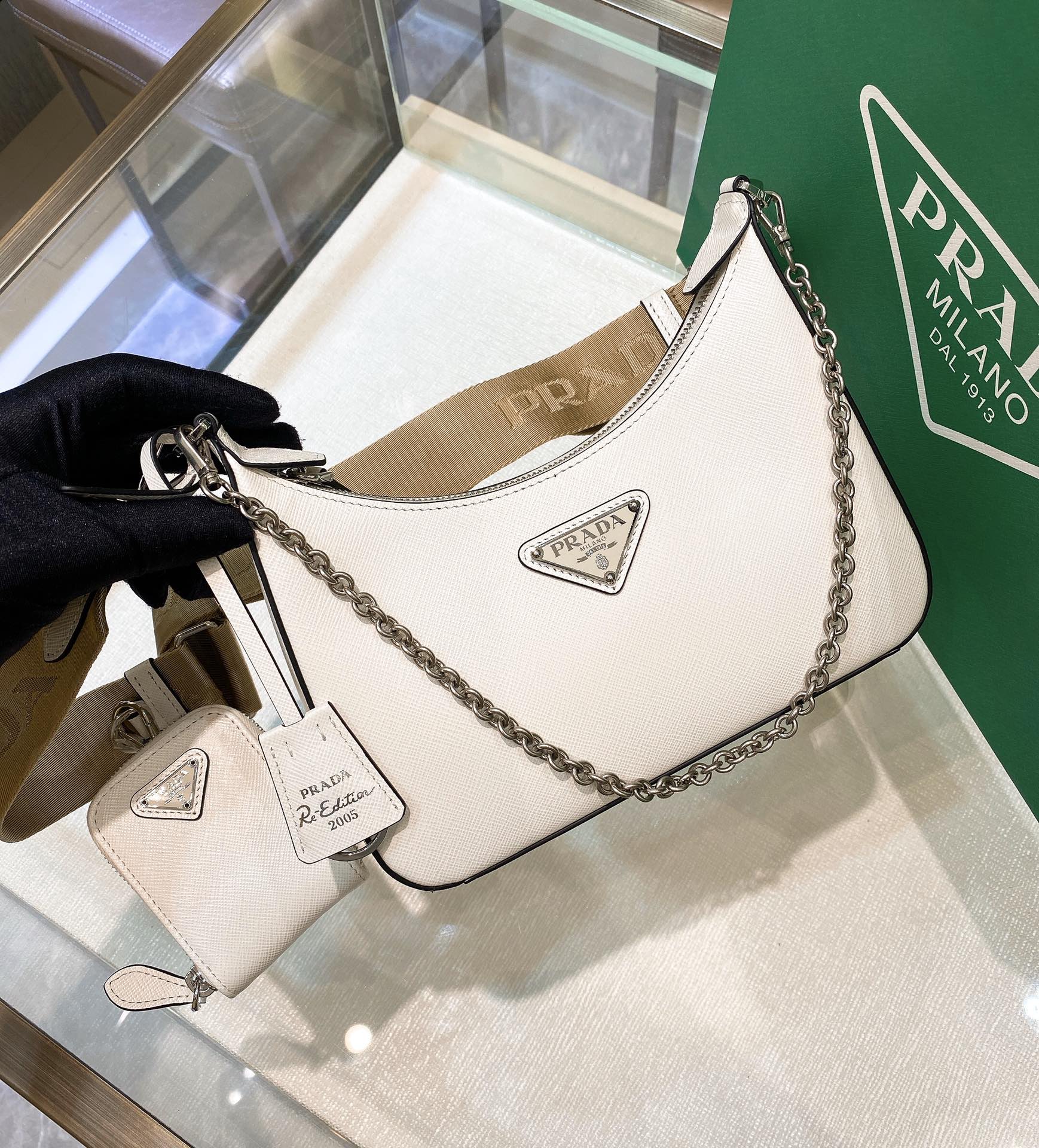 Prada Re-Edition 2005 Re-Nylon Mini Bag White For Women, Women's Bags 8.6in/22cm - Image 2