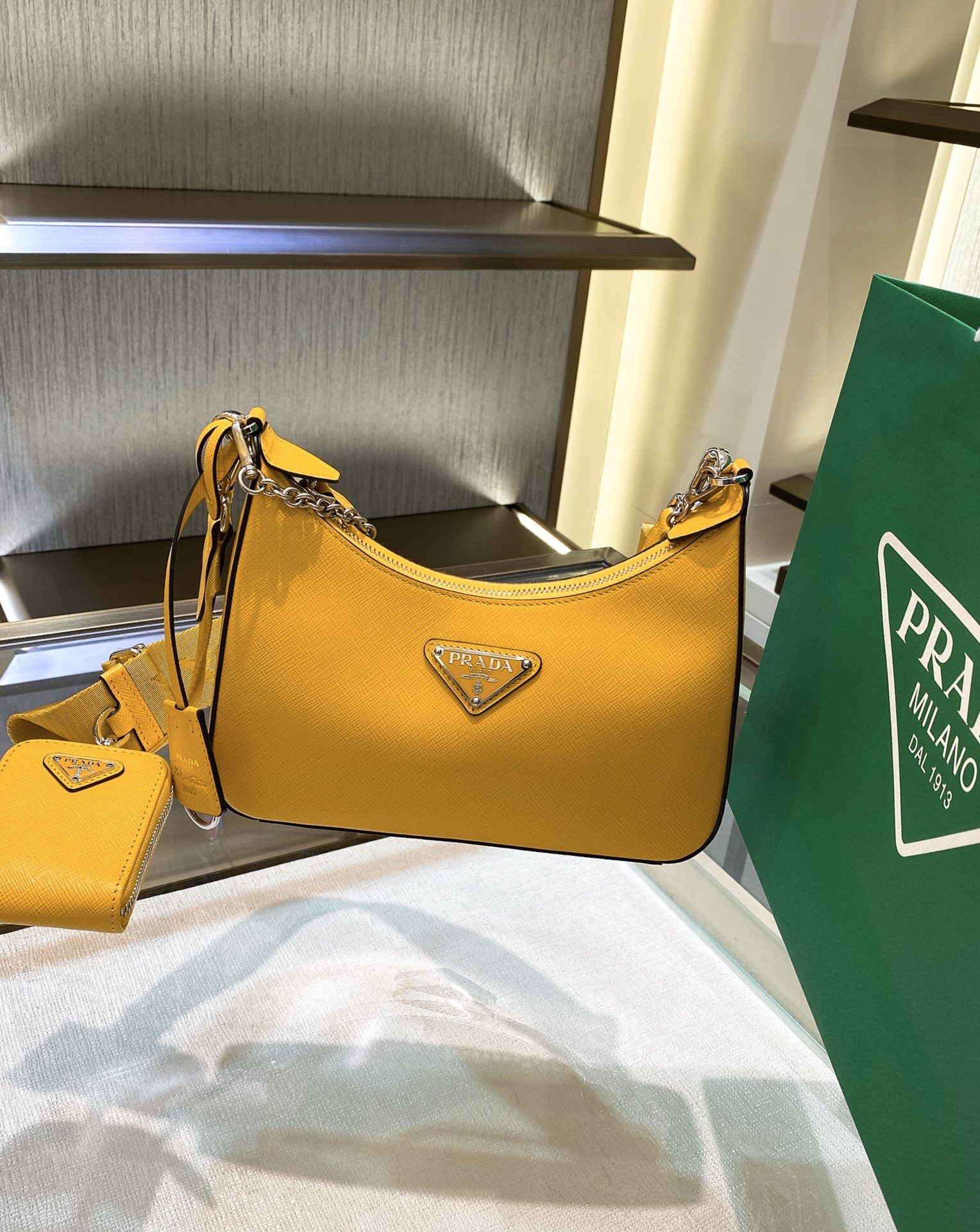 Prada Re-Edition 2005 Re-Nylon Mini Bag Yellow For Women, Women's Bags 8.6in/22cm - Image 6