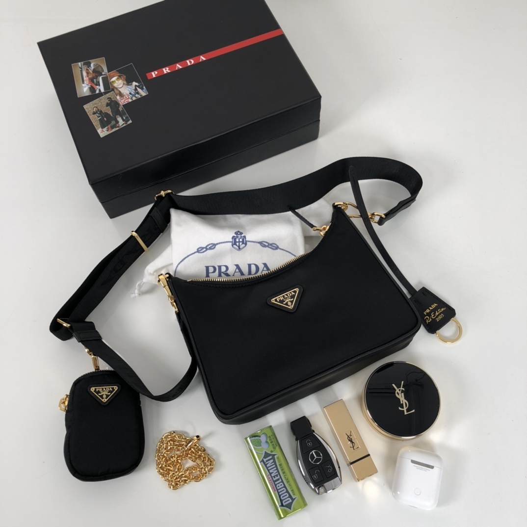 Prada Re-Edition 2005 Saffiano Bag Black For Women, Women's Bags 8.6in/22cm 1BH204_NZV_F0632_V_V2M - Image 5