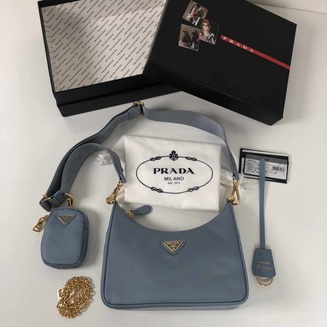 Prada Re-Edition 2005 Saffiano Bag Blue For Women, Women's Bags 8.6in/22cm 1BH204_NZV_F0ETB_V_V2M - Image 7