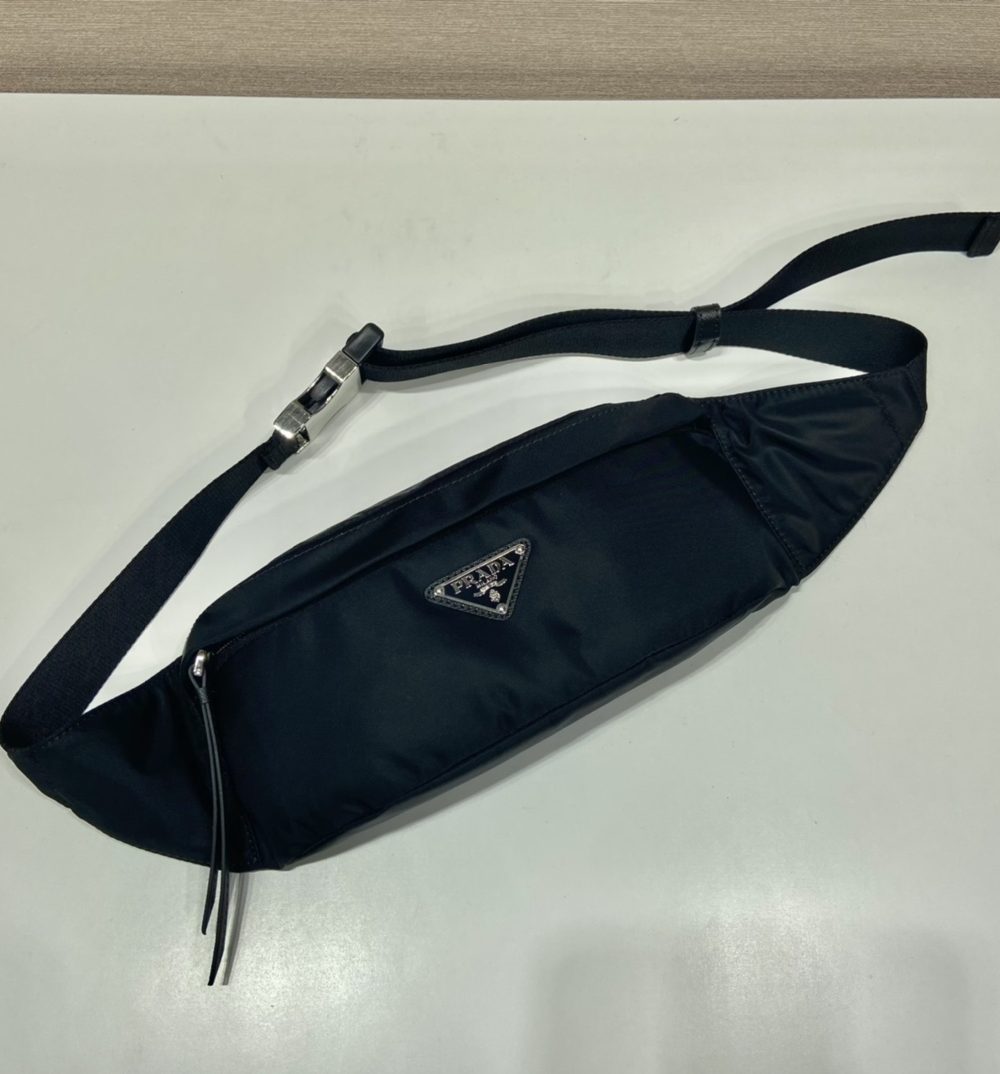 Prada Re-Nylon And Saffiano Belt Bag Black For Women, Women's Bags 10.2in/26cm 2VL034_2DMG_F0002_V_OOO
