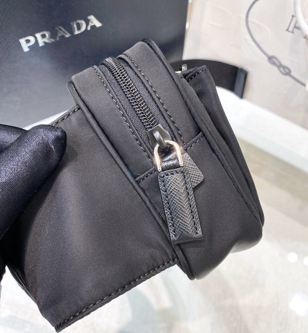 Prada Re-Nylon And Saffiano Belt Bag Black For Women, Women's Bags 8.2in/21cm 2VL977_2DMG_F0002_V_WOO