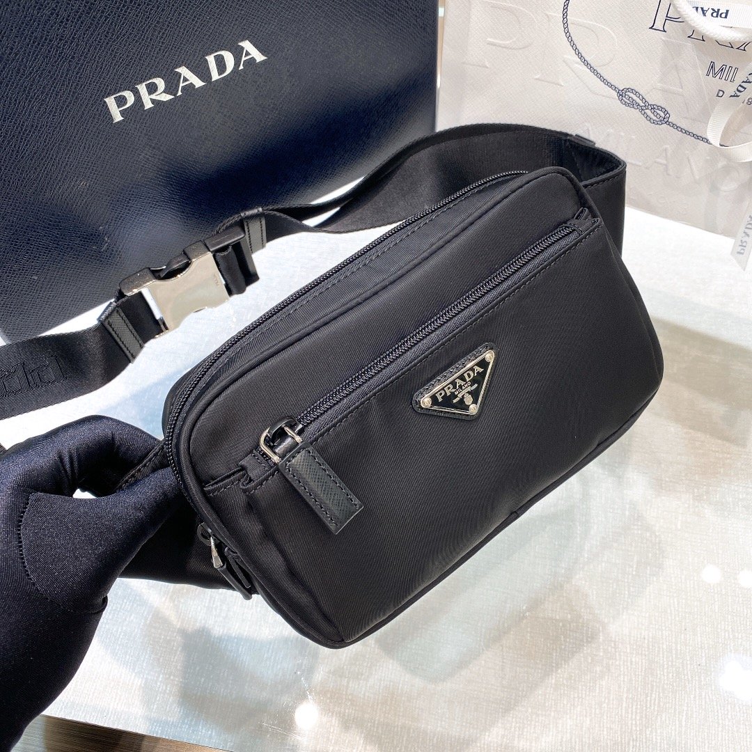 Prada Re-Nylon And Saffiano Belt Bag Black For Women, Women's Bags 8.2in/21cm 2VL977_2DMG_F0002_V_WOO - Image 8