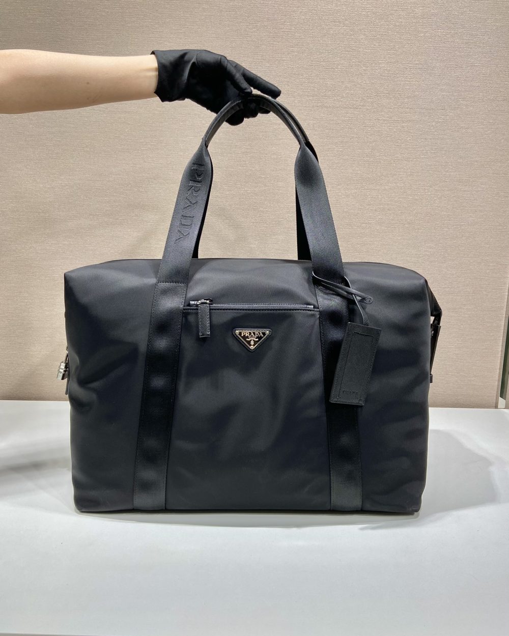 Prada Re-Nylon And Saffiano Duffle Bag Black For Women, Women's Bags 17.5in/45cm 2VC796_2DMH_F0002_V_OOO
