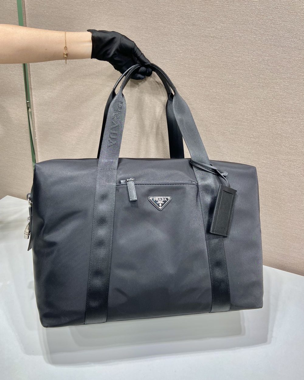 Prada Re-Nylon And Saffiano Duffle Bag Black For Women, Women's Bags 17.5in/45cm 2VC796_2DMH_F0002_V_OOO