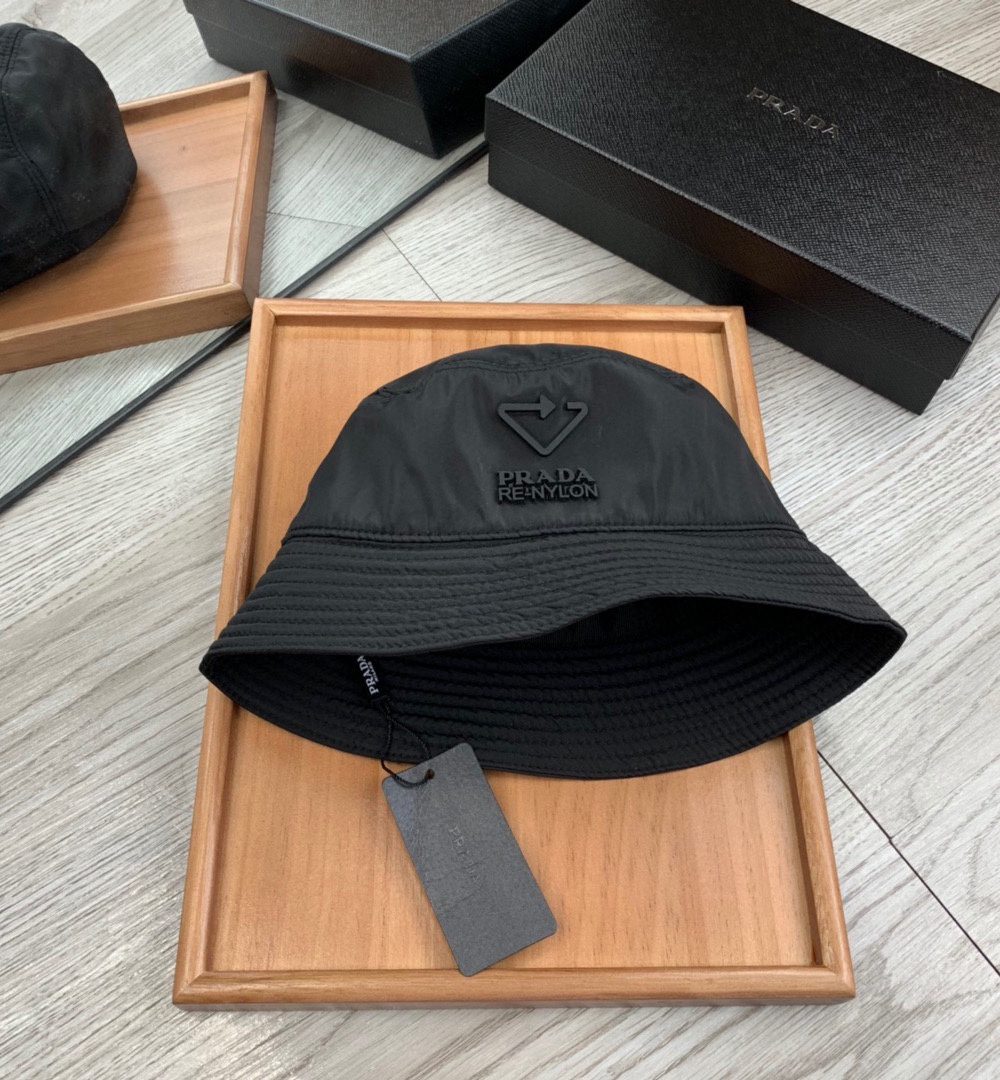 Prada Re-Nylon Bucket Hat Black Prada Hat 1HC137_2DMI_F0002