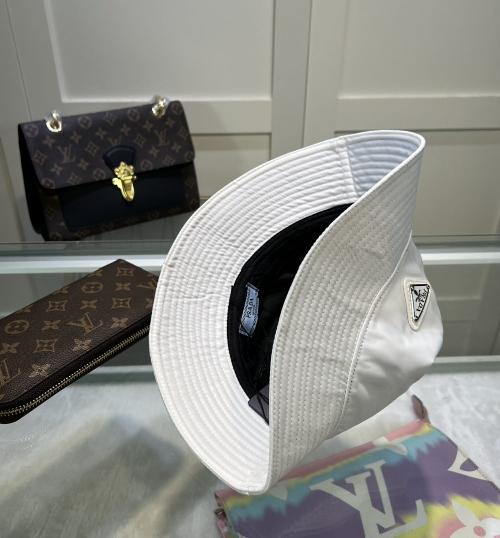 Prada Re-Nylon Bucket Hat White Prada Hat 1HC137_2DMI_F0009