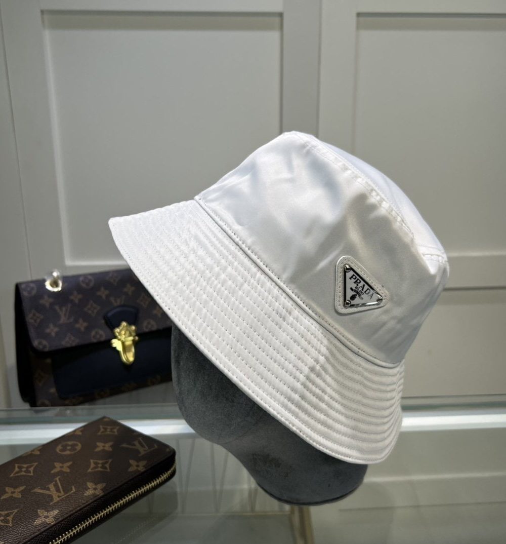 Prada Re-Nylon Bucket Hat White Prada Hat 1HC137_2DMI_F0009