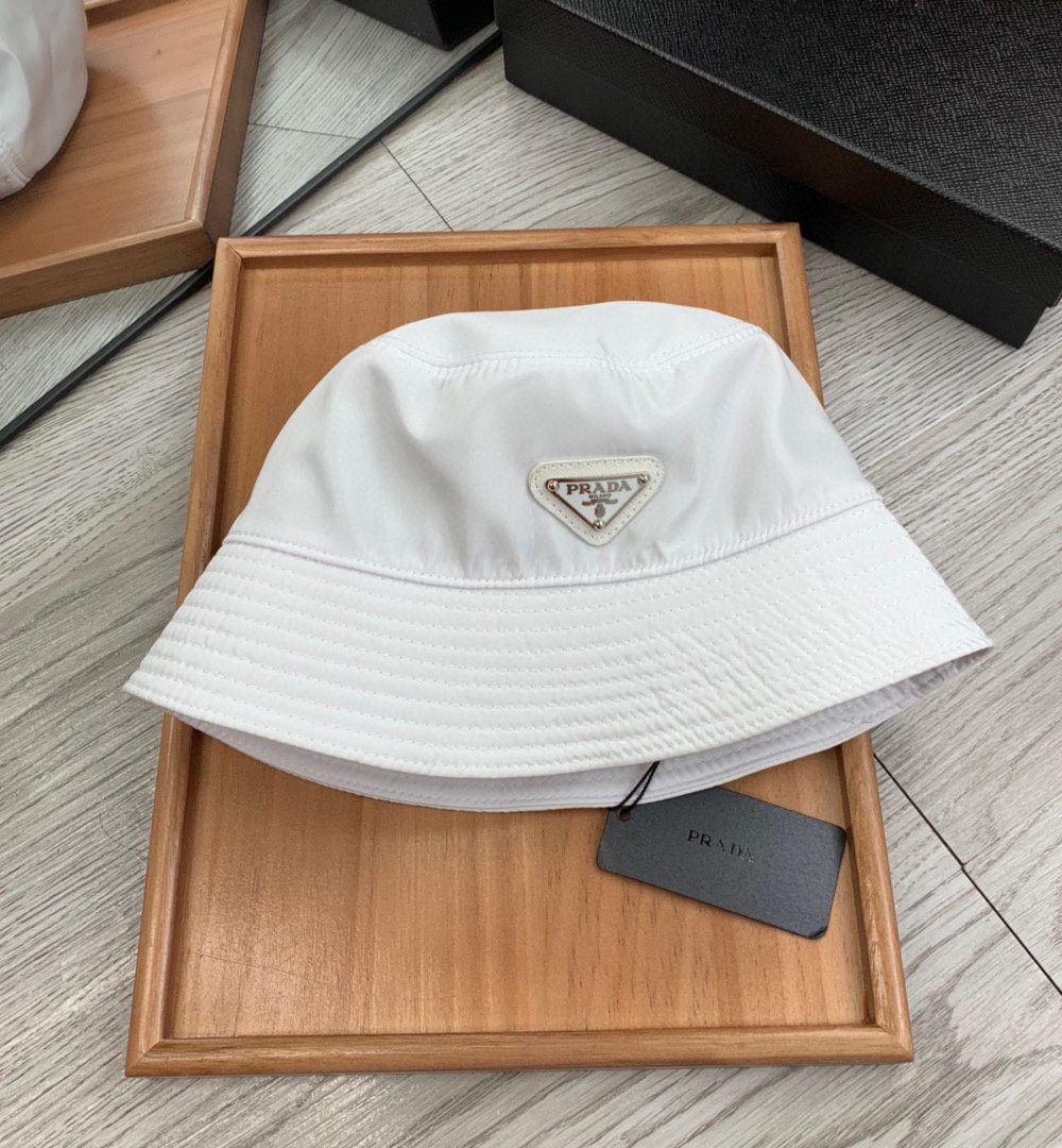 Prada Re-Nylon Bucket Hat White Prada Hat 1HC137_2DMI_F0009