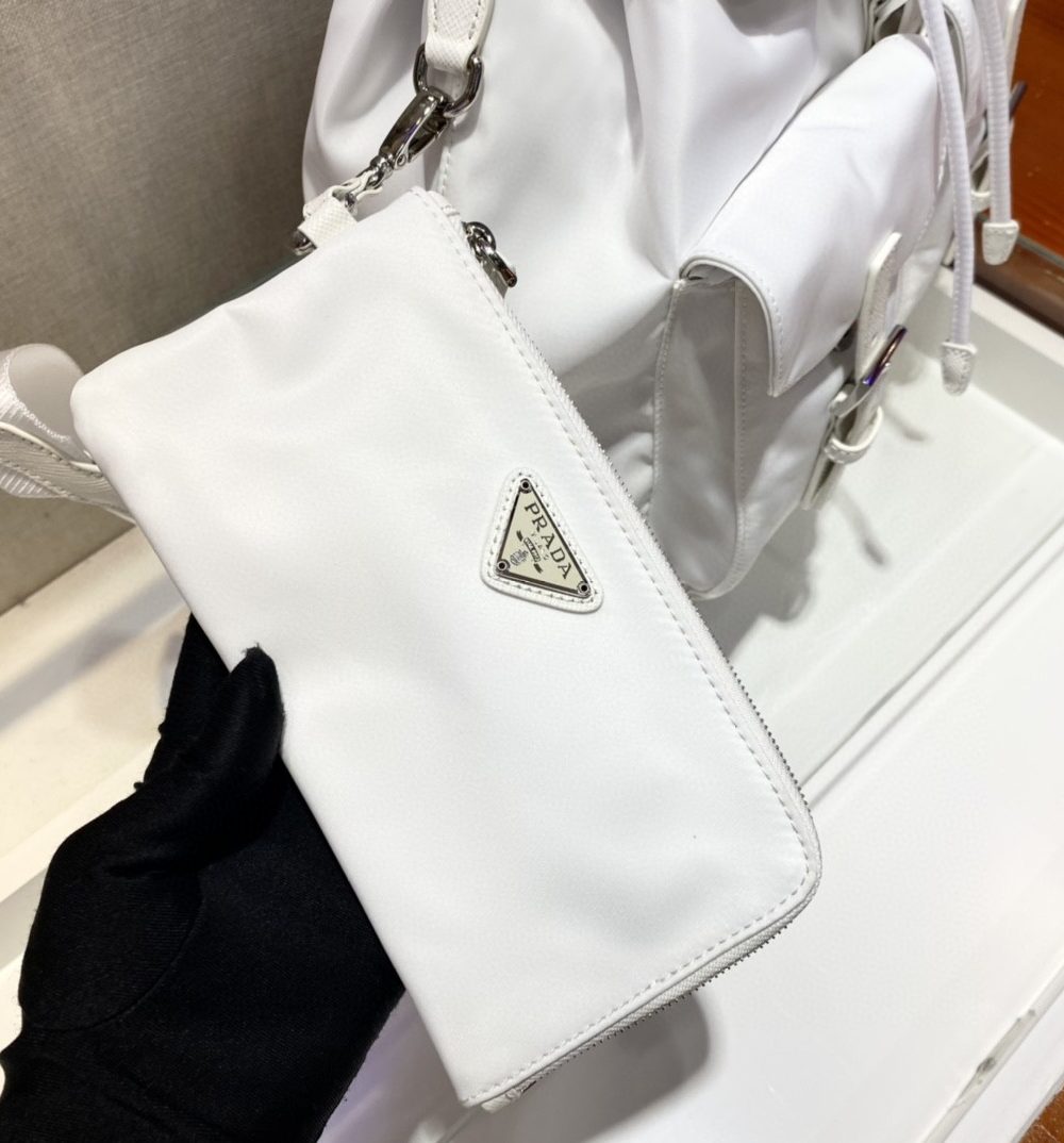 Prada Re-Nylon Medium Backpack White For Women, Women's Bags 12.6in/32cm 1BZ811_RV44_F0009_V_OTO