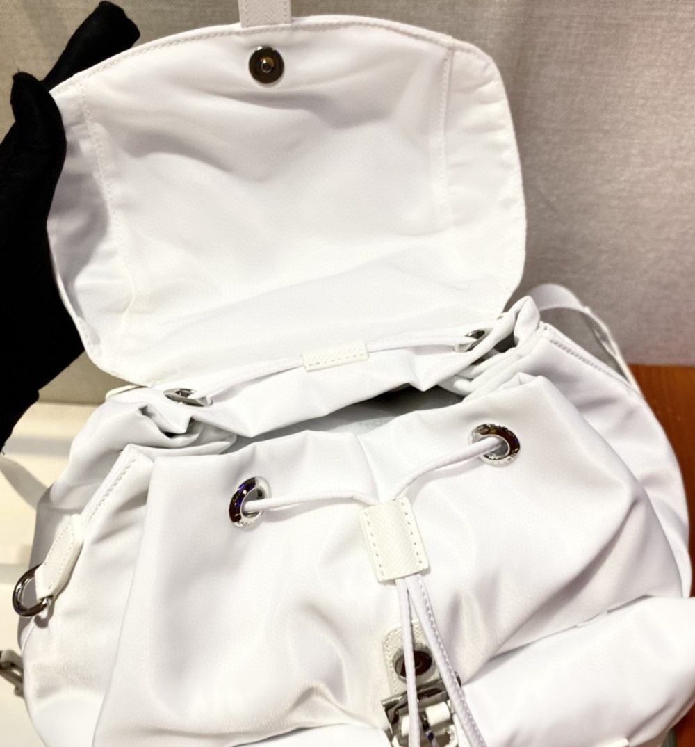 Prada Re-Nylon Medium Backpack White For Women, Women's Bags 12.6in/32cm 1BZ811_RV44_F0009_V_OTO