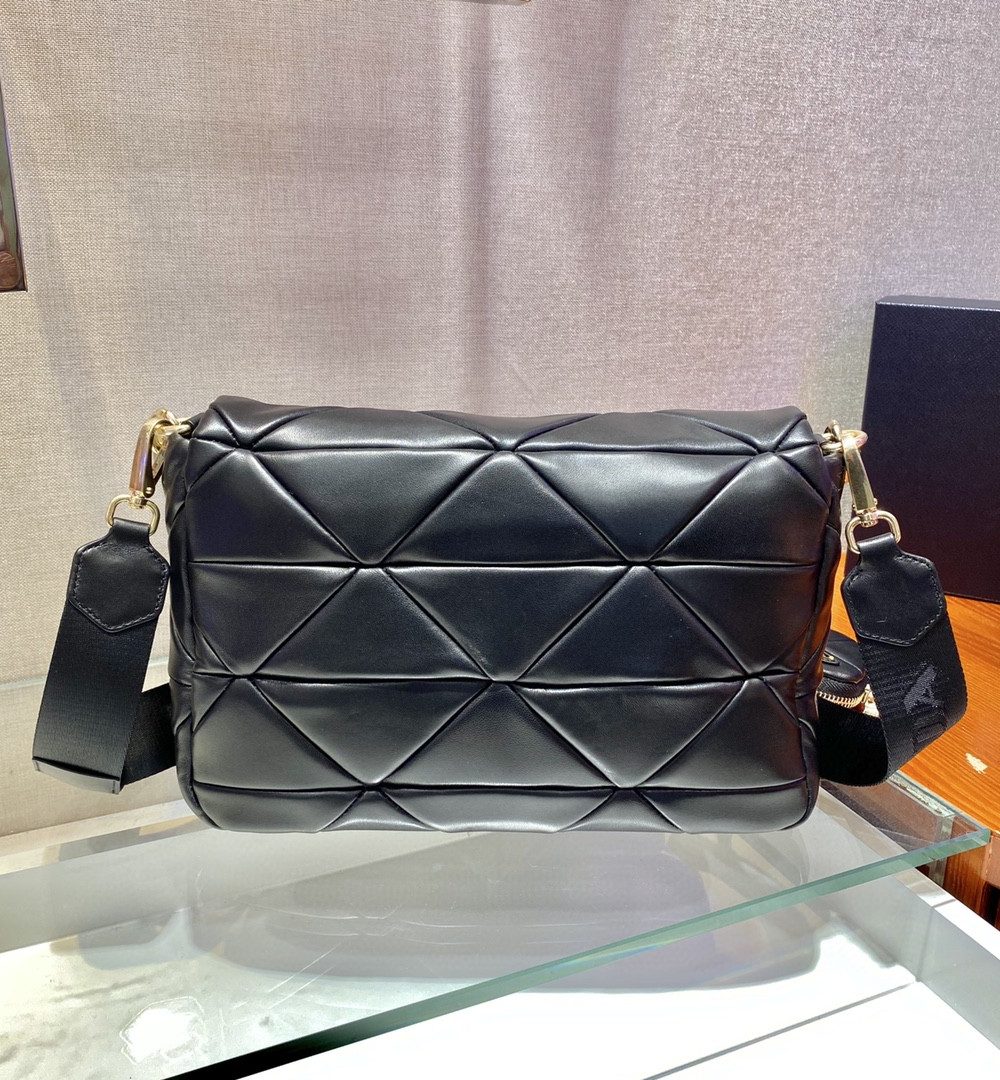 Prada Re-Nylon Padded Shoulder Bag Black For Women, Women's Bags 11in/28cm