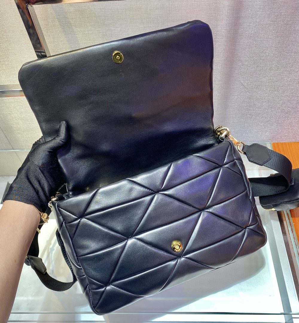 Prada Re-Nylon Padded Shoulder Bag Black For Women, Women's Bags 11in/28cm