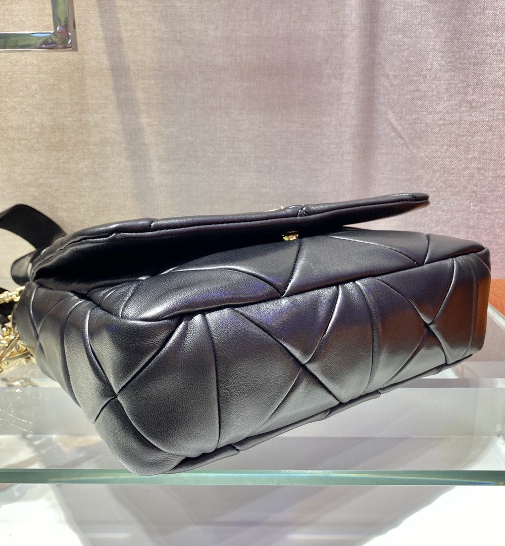 Prada Re-Nylon Padded Shoulder Bag Black For Women, Women's Bags 11in/28cm