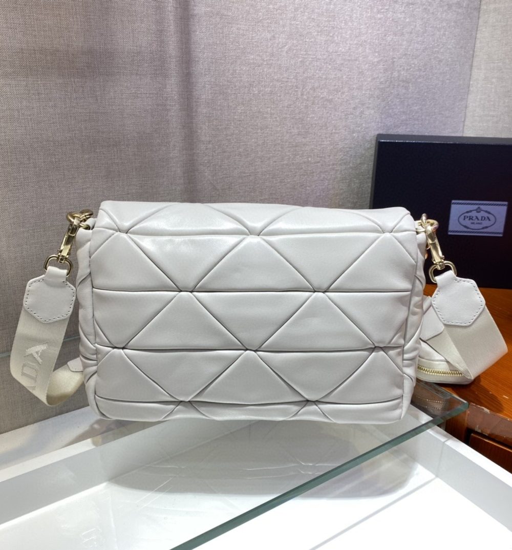 Prada Re-Nylon Padded Shoulder Bag White For Women, Women's Bags 11in/28cm