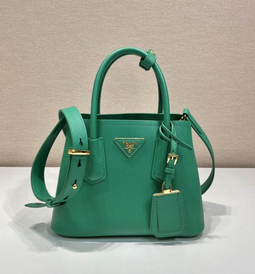 Prada Saffiano Mini Bag Green For Women, Women's Bags 9.8in/25cm 1BG443_2A4A_F0458_V_XOO