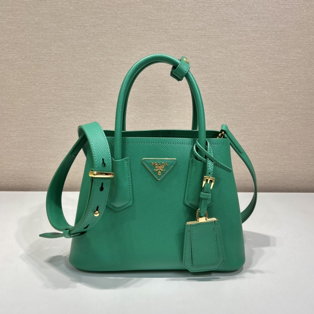 Prada Saffiano Mini Bag Green For Women, Women's Bags 9.8in/25cm 1BG443_2A4A_F0458_V_XOO