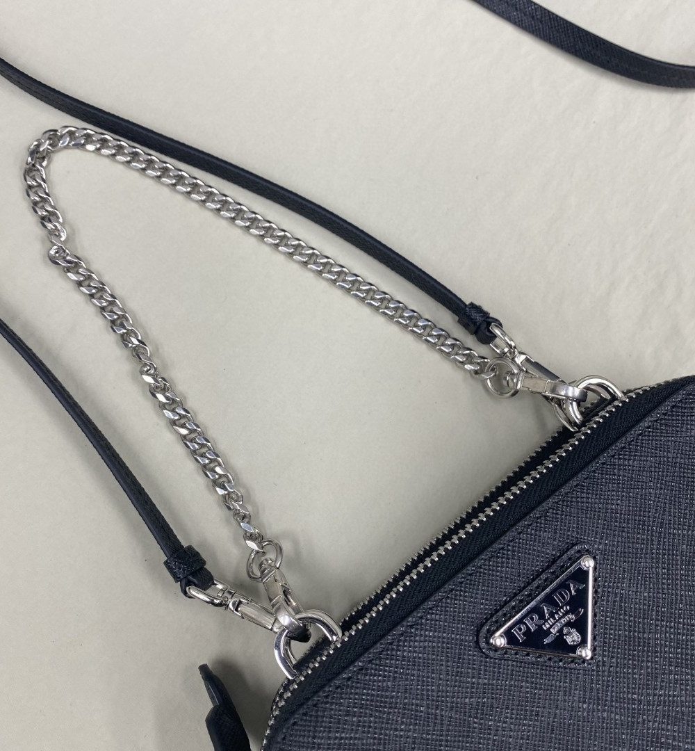 Prada Saffiano Mini Pouch Black For Women, Women's Bags 5.9in/15cm 1NR015_053_F0002