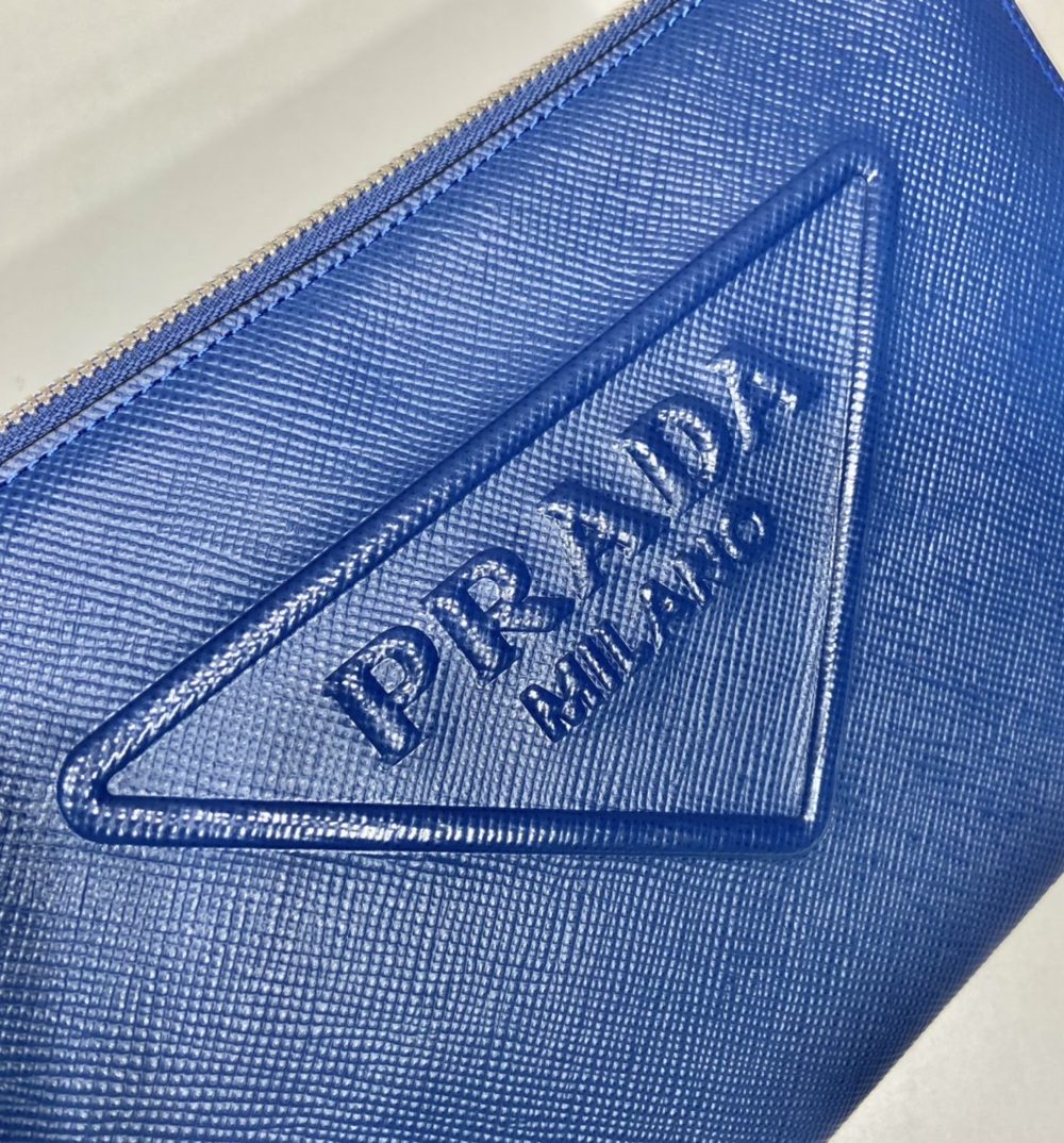 Prada Saffiano Pouch Blue For Women, Women's Bags 9.8in/25cm 2VF039_2FAD_F0016_V_OOO