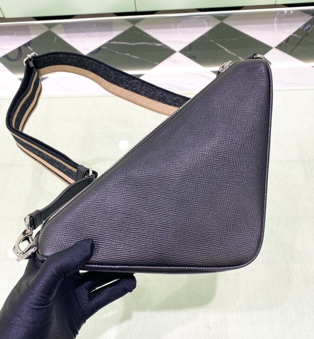 Prada Saffiano Triangle Bag Black  For Women, Women's Bags 11in/28cm 2VH155_2FAD_F0002_V_OOO