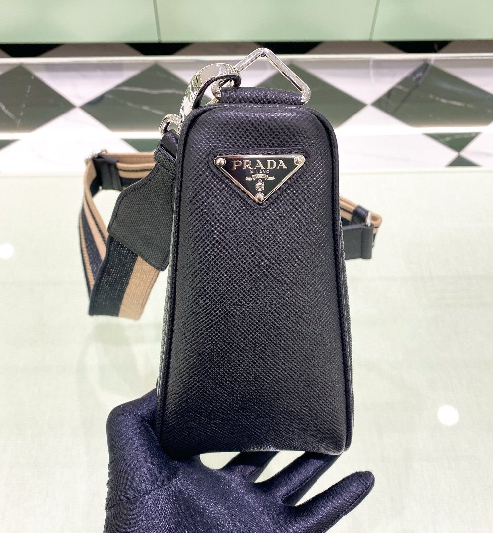 Prada Saffiano Triangle Bag Black  For Women, Women's Bags 11in/28cm 2VH155_2FAD_F0002_V_OOO