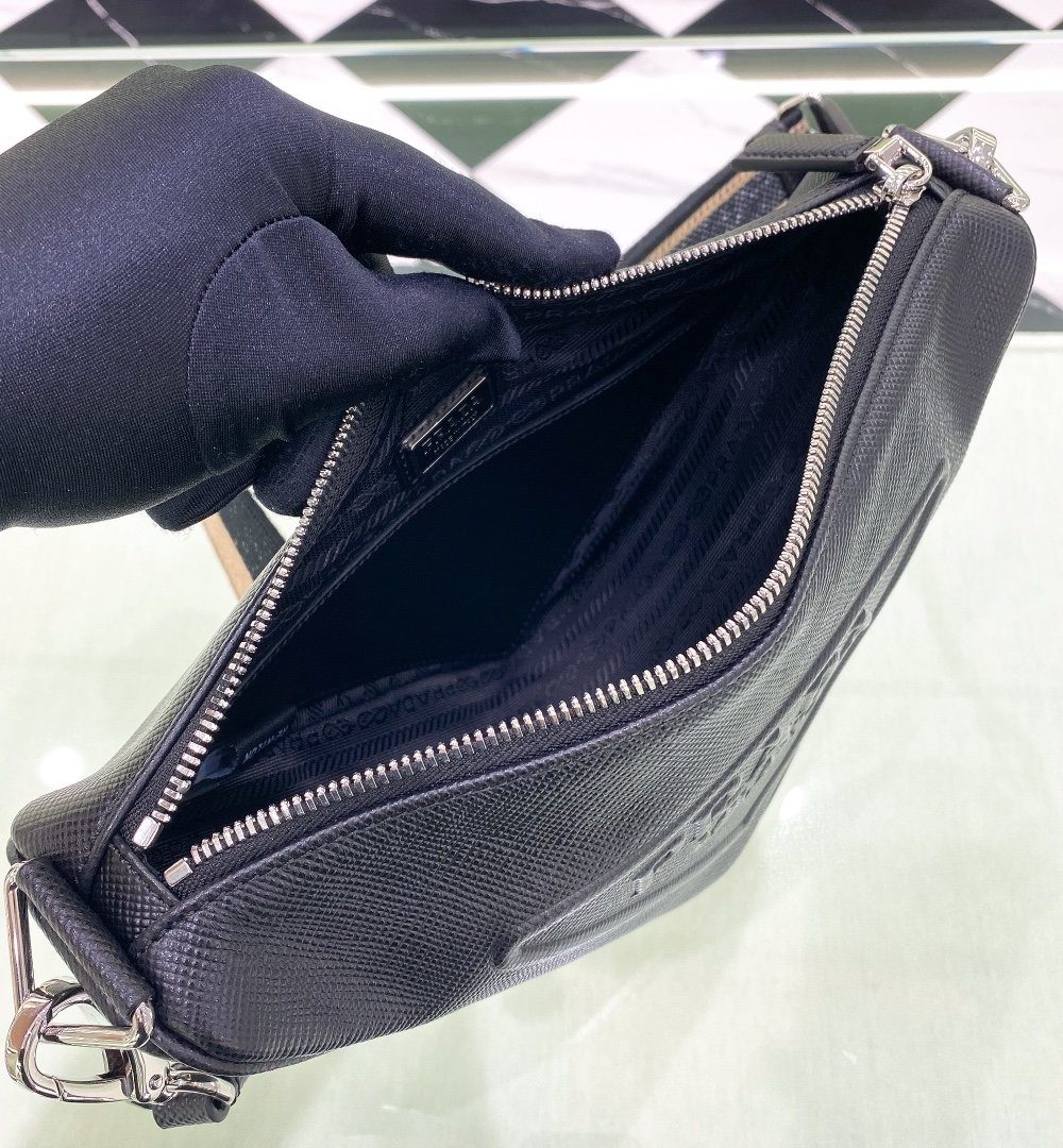 Prada Saffiano Triangle Bag Black  For Women, Women's Bags 11in/28cm 2VH155_2FAD_F0002_V_OOO