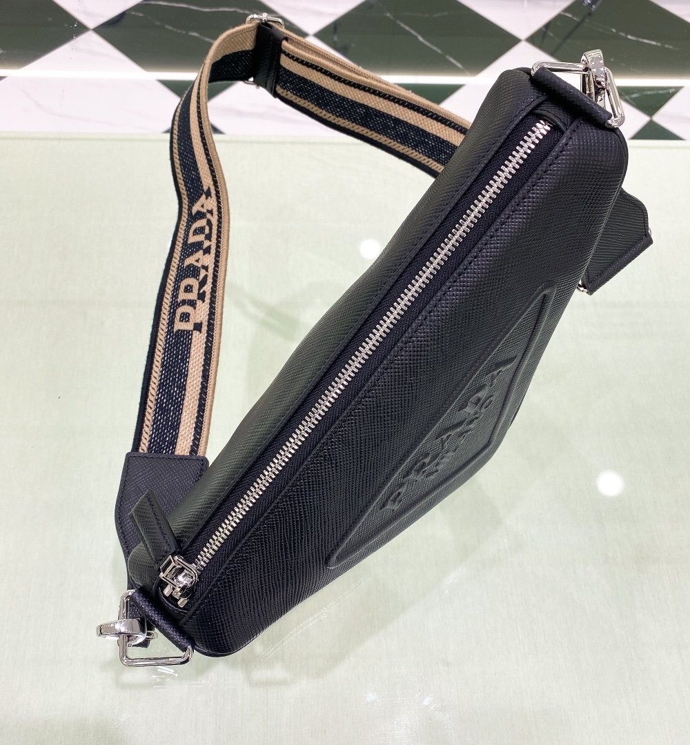 Prada Saffiano Triangle Bag Black  For Women, Women's Bags 11in/28cm 2VH155_2FAD_F0002_V_OOO