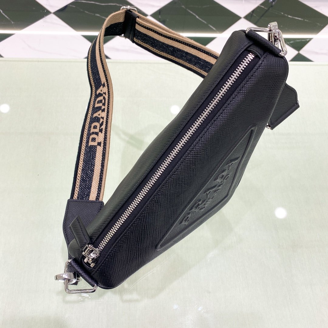 Prada Saffiano Triangle Bag Black For Women, Women's Bags 11in/28cm 2VH155_2FAD_F0002_V_OOO - Image 6