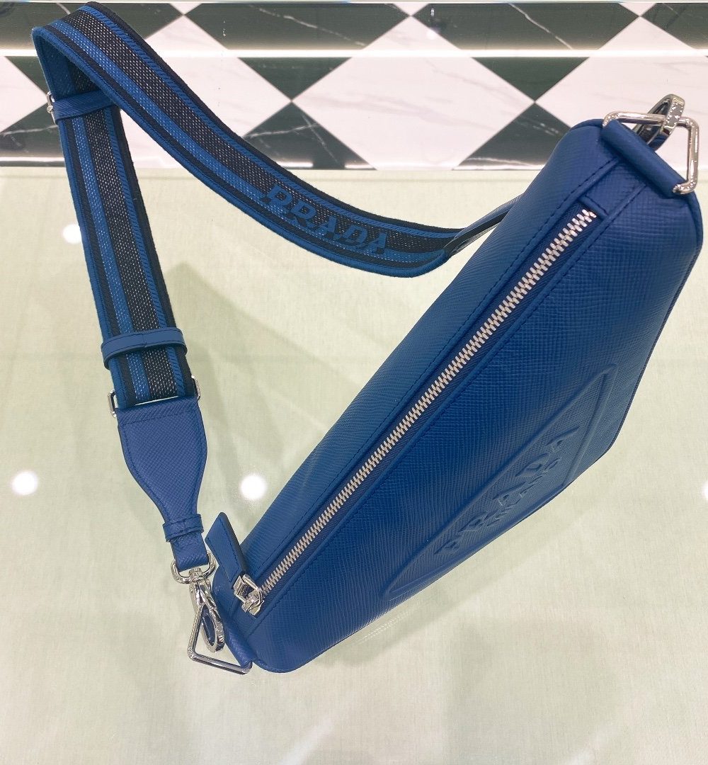 Prada Saffiano Triangle Bag Blue For Women, Women's Bags 11in/28cm 2VH155_2FAD_F0016_V_OOO