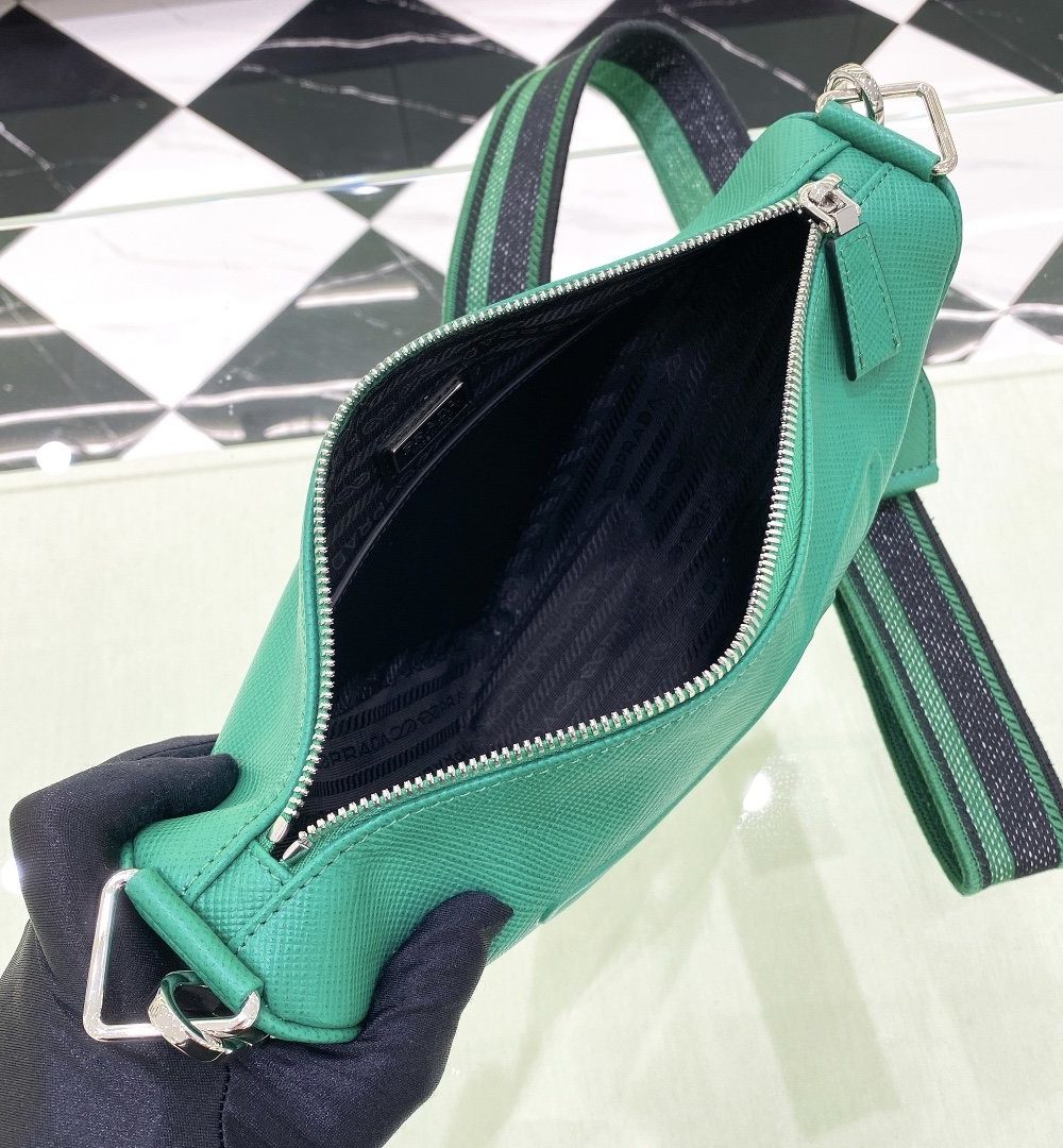 Prada Saffiano Triangle Bag Green For Women, Women's Bags 11in/28cm 2VH155_2FAD_F0458_V_OOO