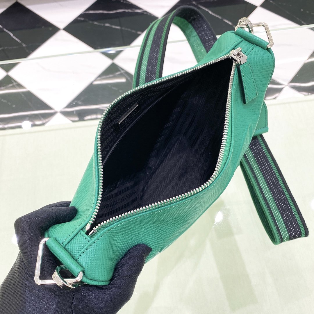 Prada Saffiano Triangle Bag Green For Women, Women's Bags 11in/28cm 2VH155_2FAD_F0458_V_OOO - Image 3