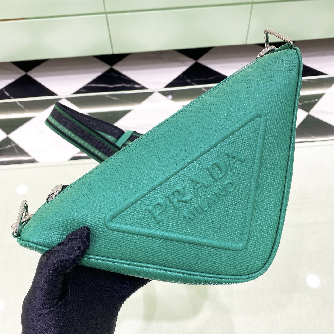 Prada Saffiano Triangle Bag Green For Women, Women's Bags 11in/28cm 2VH155_2FAD_F0458_V_OOO - Image 5