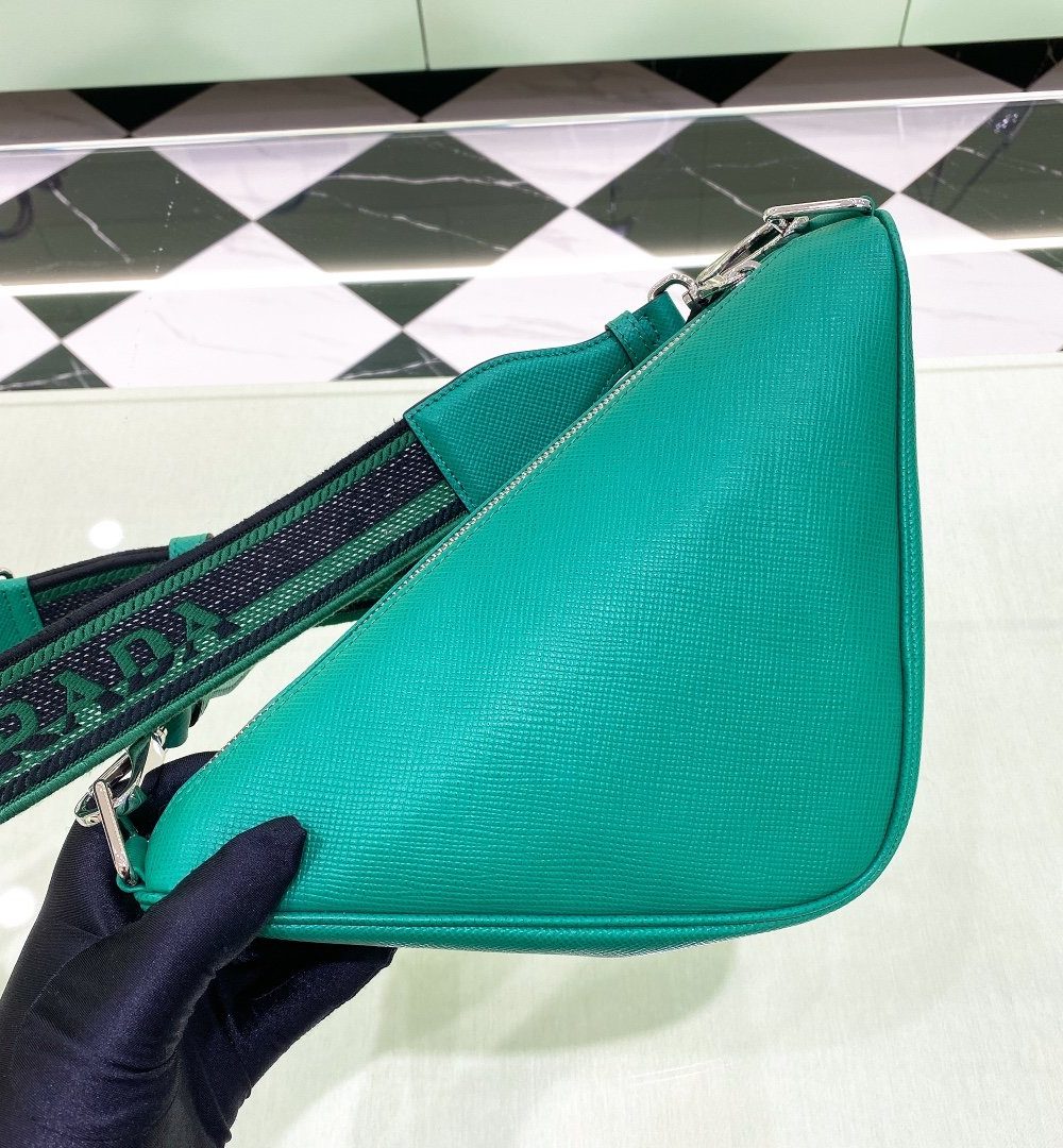 Prada Saffiano Triangle Bag Green For Women, Women's Bags 11in/28cm 2VH155_2FAD_F0458_V_OOO