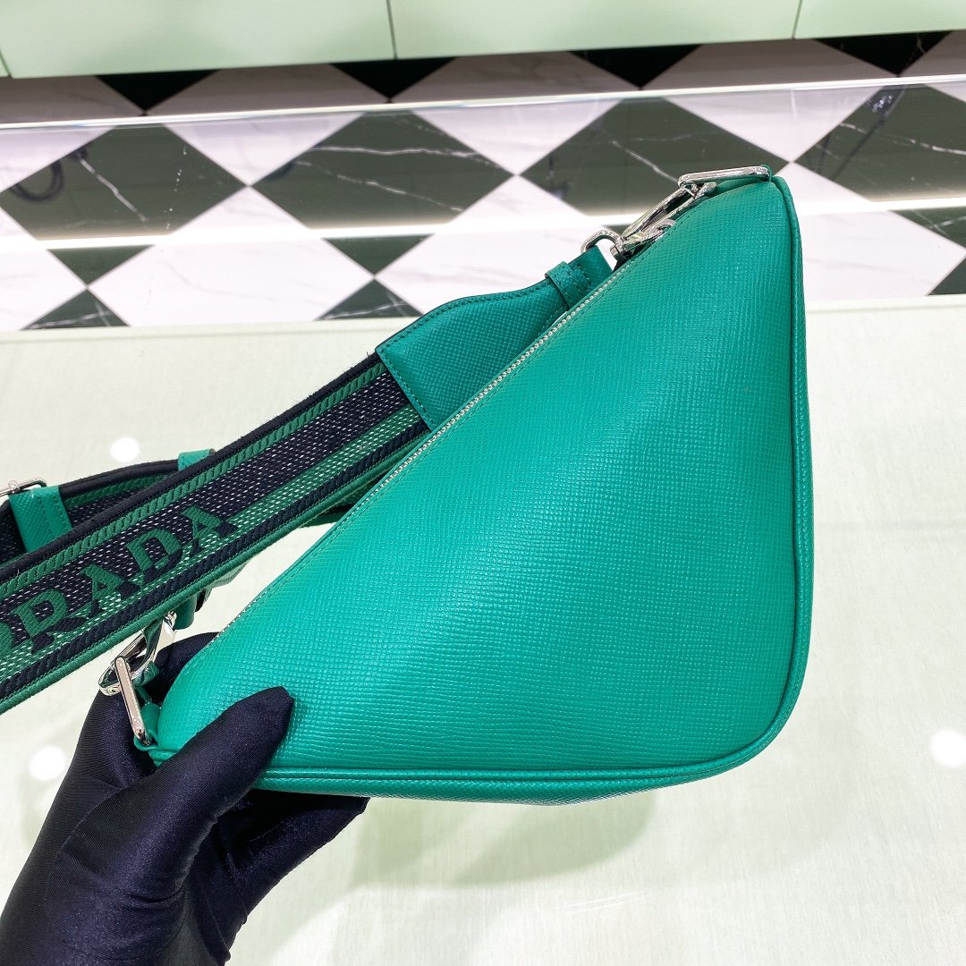 Prada Saffiano Triangle Bag Green For Women, Women's Bags 11in/28cm 2VH155_2FAD_F0458_V_OOO - Image 7