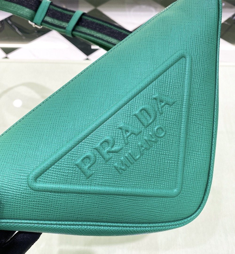 Prada Saffiano Triangle Bag Green For Women, Women's Bags 11in/28cm 2VH155_2FAD_F0458_V_OOO