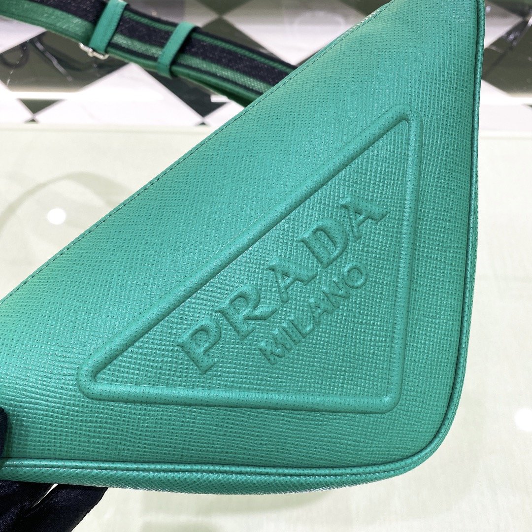 Prada Saffiano Triangle Bag Green For Women, Women's Bags 11in/28cm 2VH155_2FAD_F0458_V_OOO - Image 6