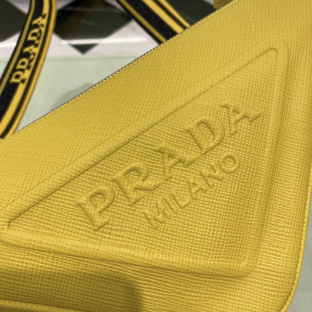 Prada Saffiano Triangle Bag Yellow For Women, Women's Bags 11in/28cm 2VH155_2FAD_F0377_V_OOO - Image 5