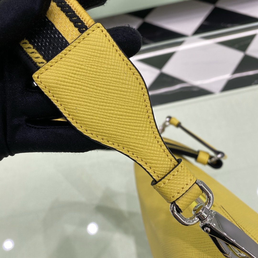 Prada Saffiano Triangle Bag Yellow For Women, Women's Bags 11in/28cm 2VH155_2FAD_F0377_V_OOO - Image 6