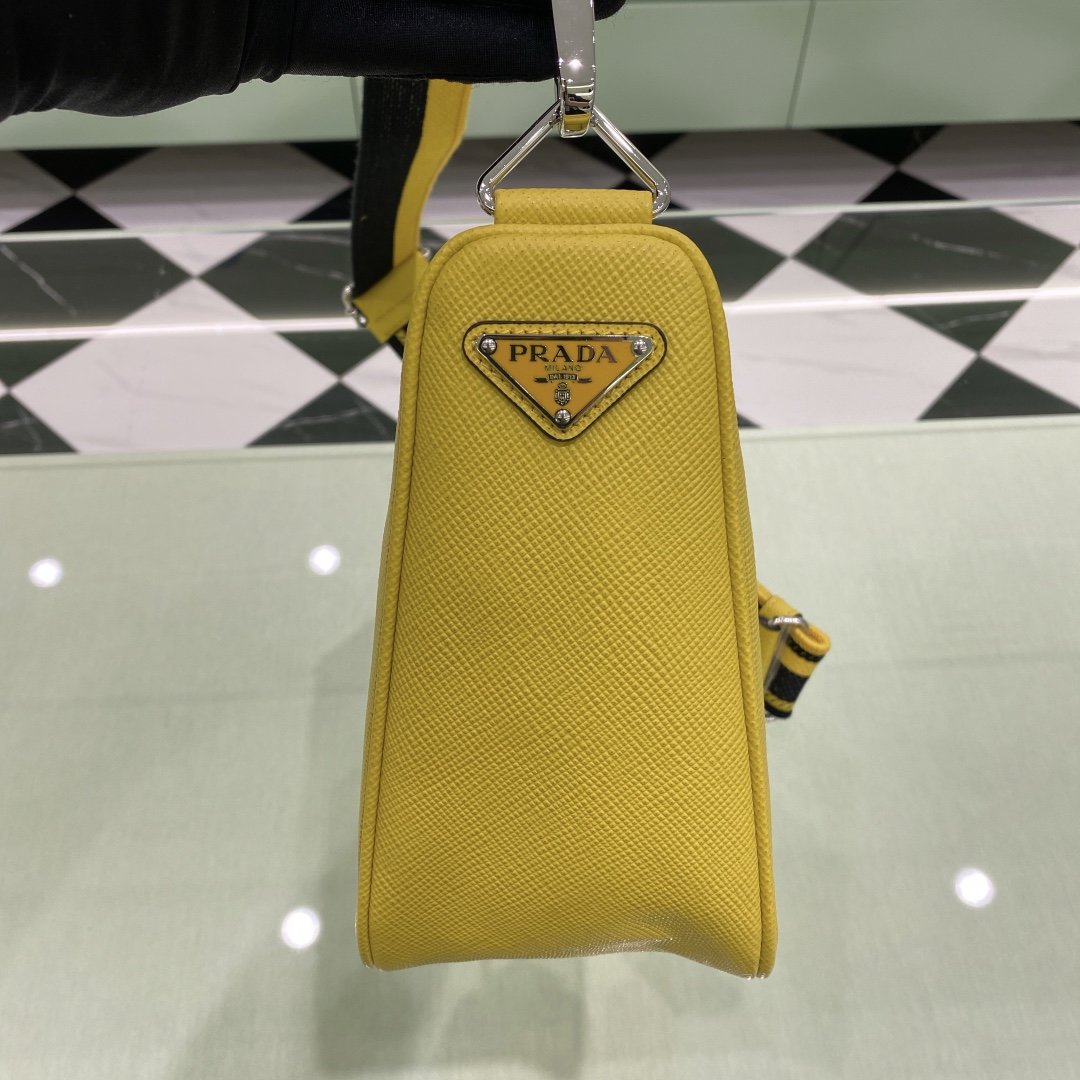 Prada Saffiano Triangle Bag Yellow For Women, Women's Bags 11in/28cm 2VH155_2FAD_F0377_V_OOO - Image 3