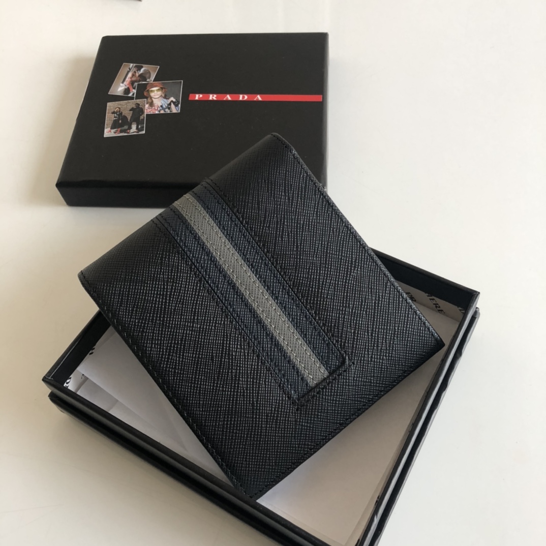 1:1 Replica Prada Saffiano Wallet Black For Women, Women's Wallets 4.5in/11cm - Image 4