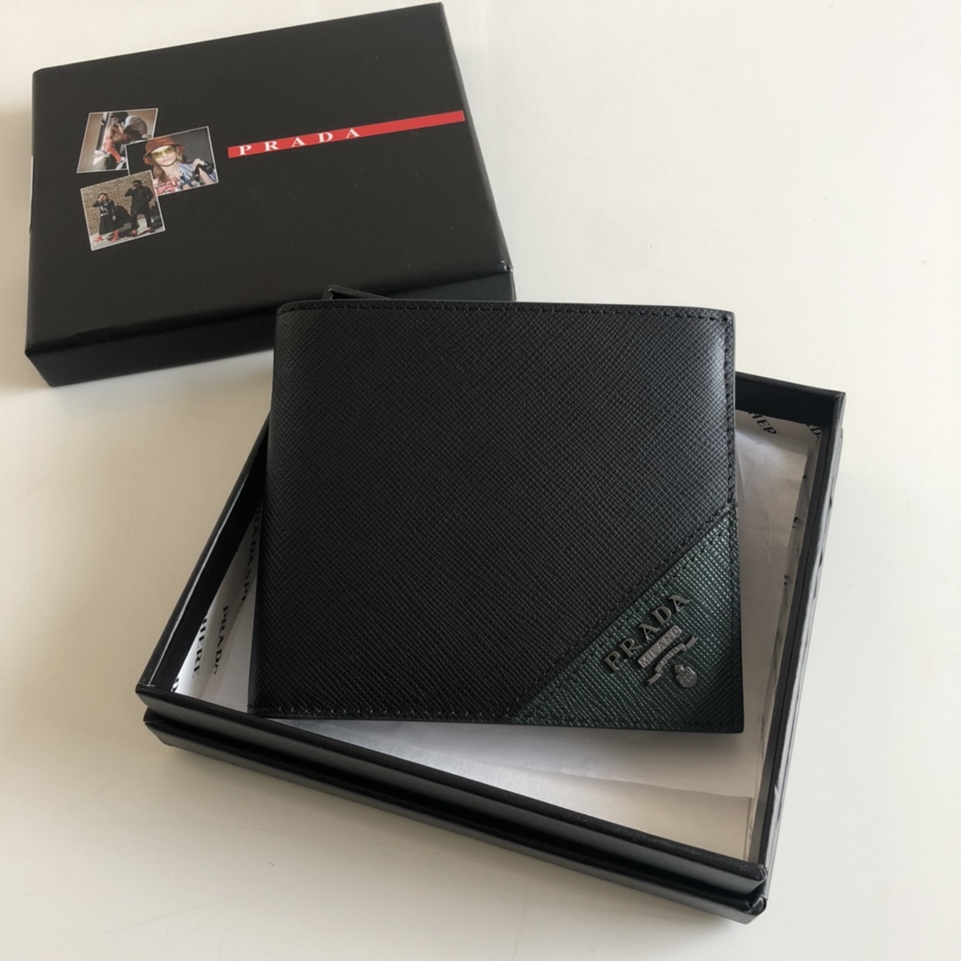 1:1 Replica Prada Saffiano Wallet Black For Women, Women's Wallets 4.5in/11cm - Image 2