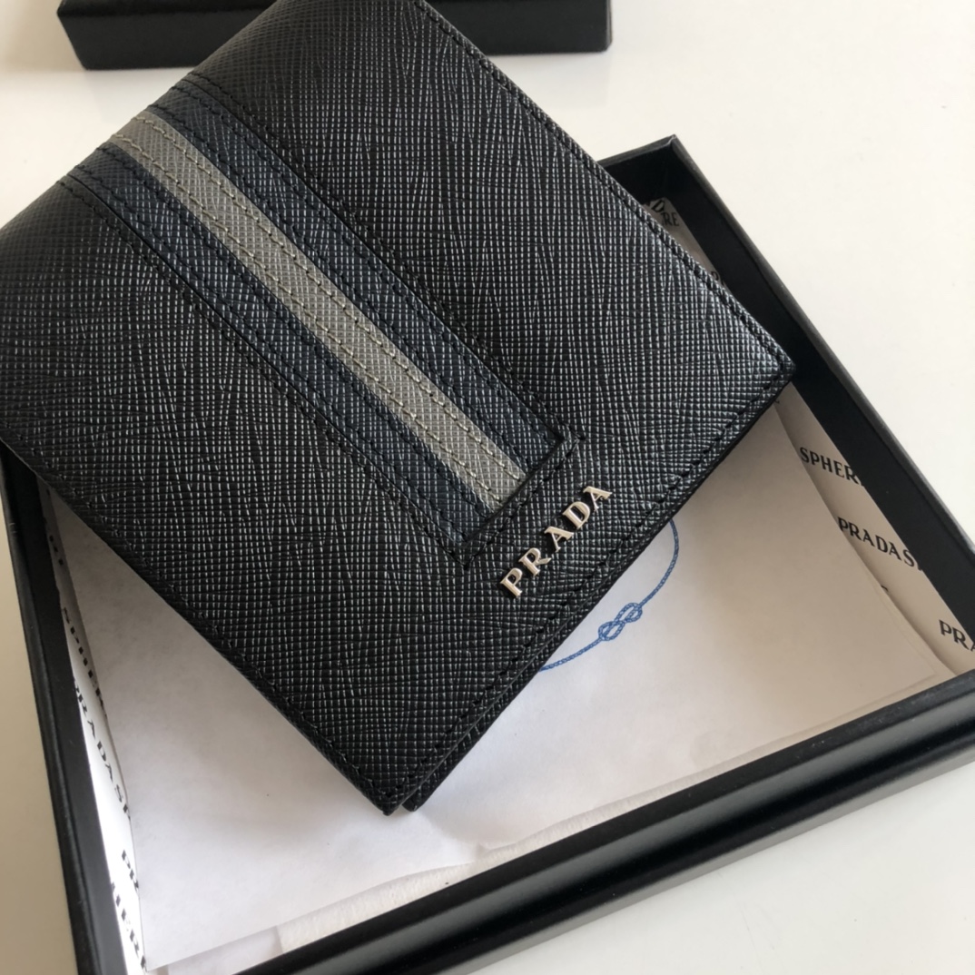 1:1 Replica Prada Saffiano Wallet Black For Women, Women's Wallets 4.5in/11cm - Image 7