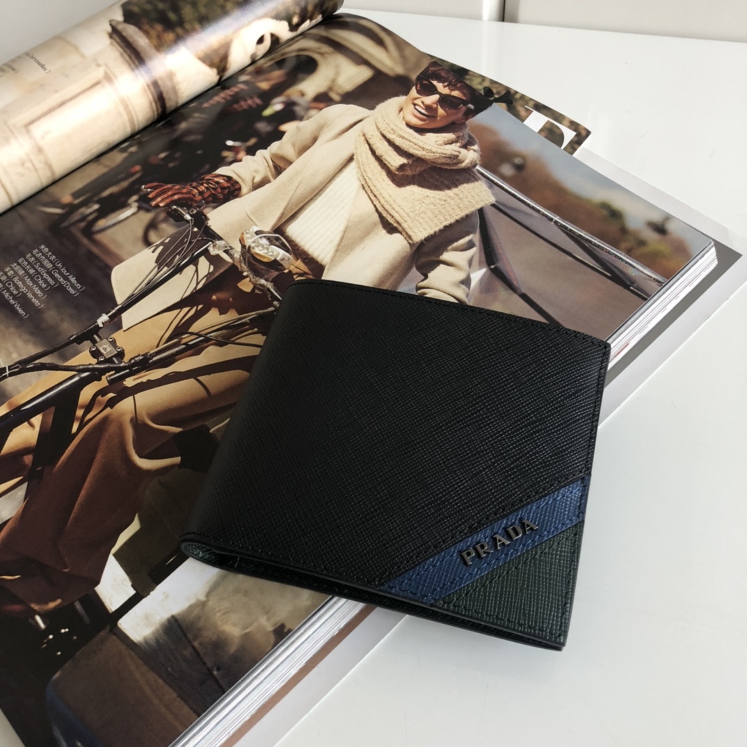 1:1 Replica Prada Saffiano Wallet Black For Women, Women's Wallets 4.5in/11cm - Image 8