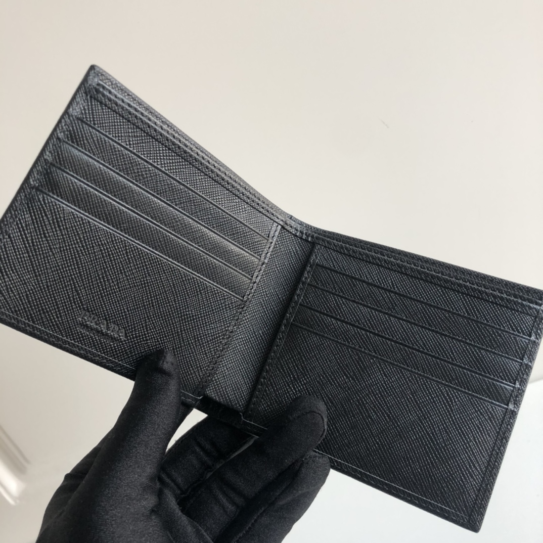 1:1 Replica Prada Saffiano Wallet Black For Women, Women's Wallets 4.5in/11cm - Image 9