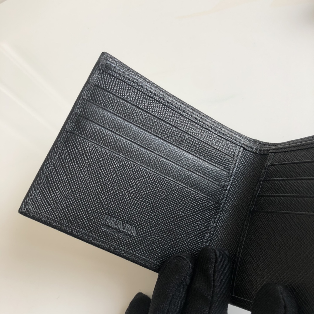 1:1 Replica Prada Saffiano Wallet Black For Women, Women's Wallets 4.5in/11cm - Image 3