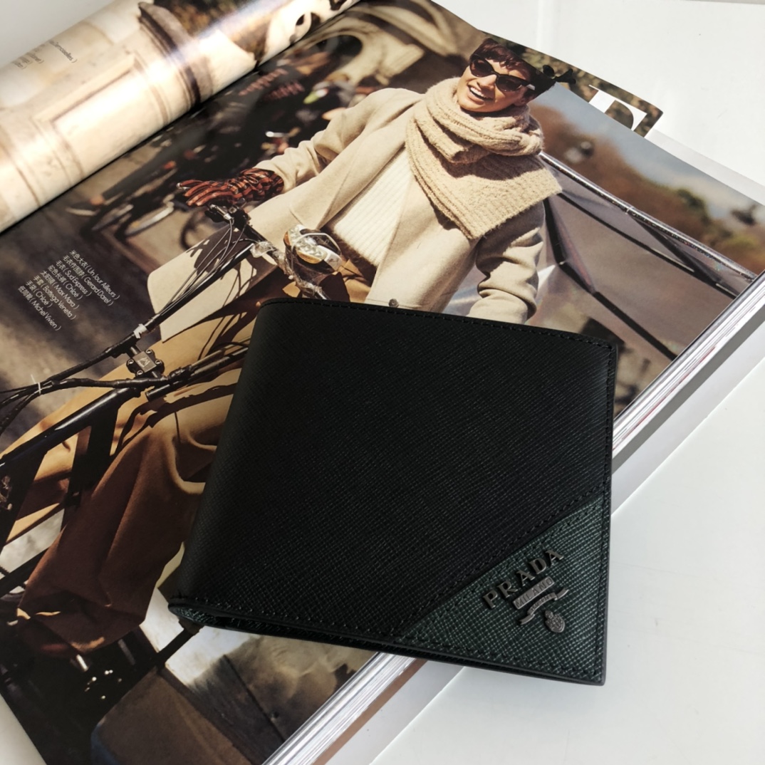 1:1 Replica Prada Saffiano Wallet Black For Women, Women's Wallets 4.5in/11cm - Image 4