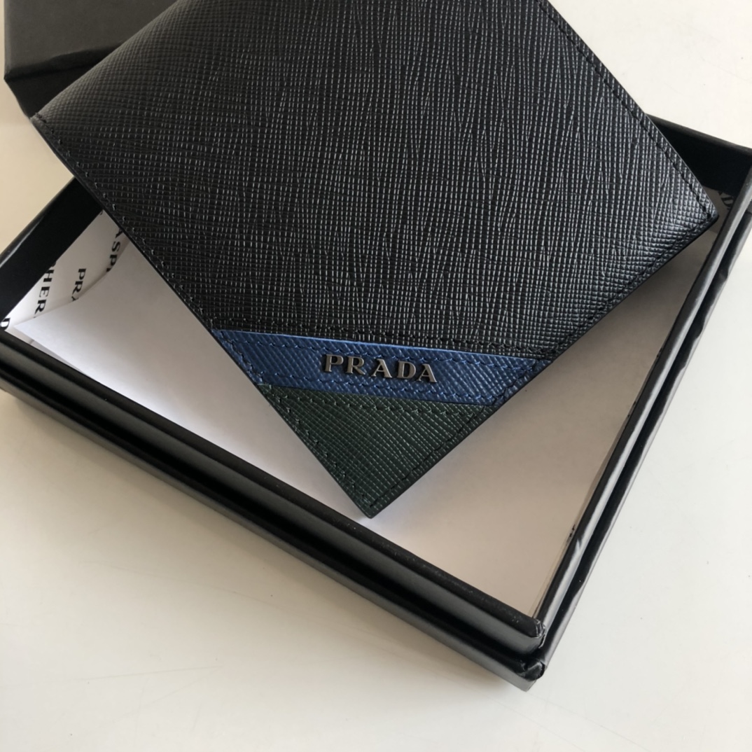 1:1 Replica Prada Saffiano Wallet Black For Women, Women's Wallets 4.5in/11cm - Image 4