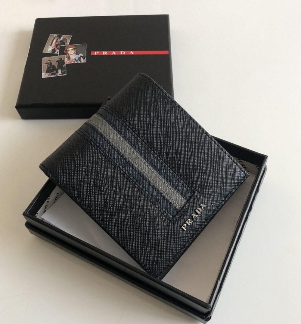 1:1 Replica Prada Saffiano Wallet Black For Women, Women's Wallets 4.5in/11cm