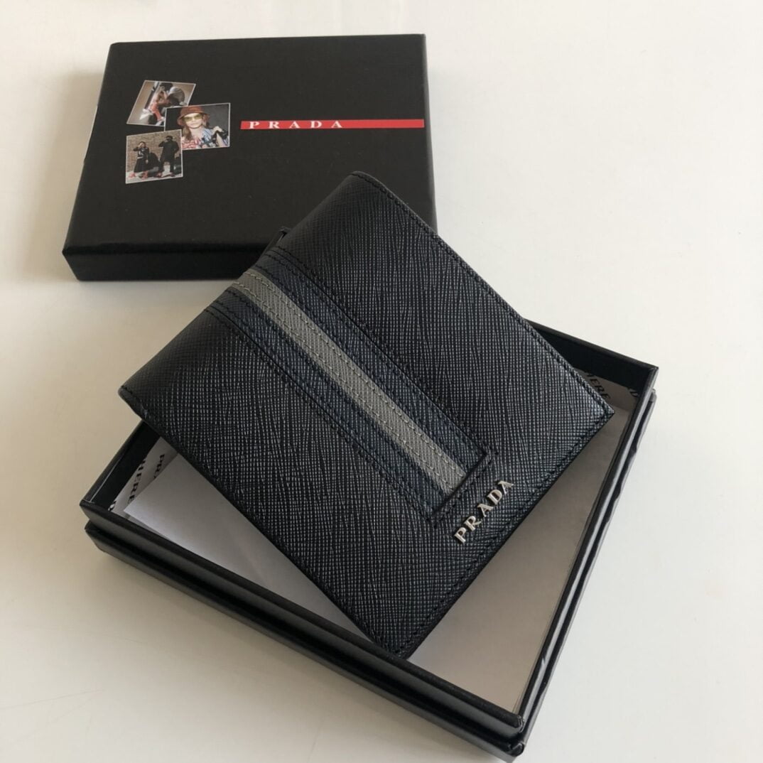 1:1 Replica Prada Saffiano Wallet Black For Women, Women's Wallets 4.5in/11cm